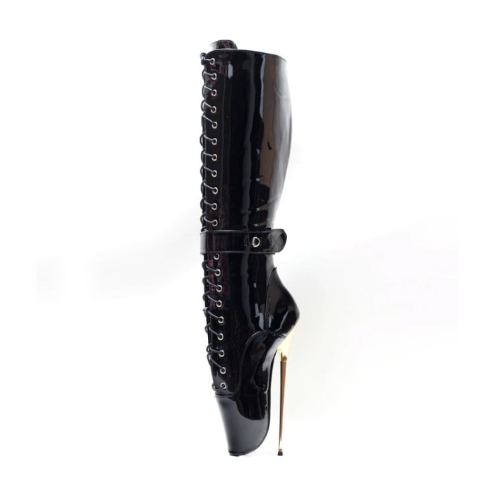 Sexy Lace Up Knee High Dancer Ballet Lobster Claw Pumps - Black - 8 Inch High Heel Closed Toe Pole Dancing Lace Up Pumps Size in US 5-15 in Sexy Boots