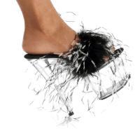 Karo Shoes 524 Black-White Fur/Clear