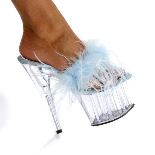 light blue fur heels