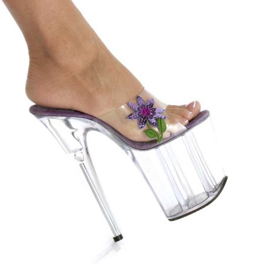 clear flower heels