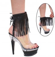 Karo Shoes 0009-2 Clear with Black Fringes