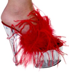 Karo Shoes 519 Red Fur on Clear