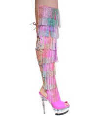 Karo Shoes 3343 Neon Pink Rhinestones