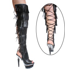 Karo Shoes 3343 Black with Fringes