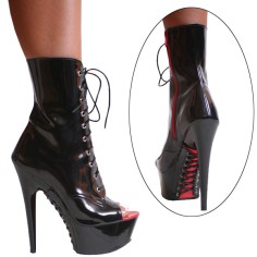 Karo Shoes 3363 - Black Patent with Red Zipper