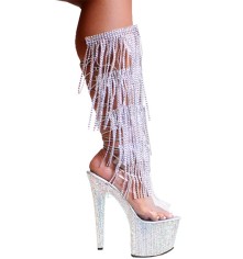 Karo Shoes 3215- Knee High Rhinestone Boots on 8-Inch Rhinestone Platform
