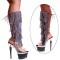 Karo Shoes 3215 - Rhinestone Knee High Boots on 7-Inch Julie Platform
