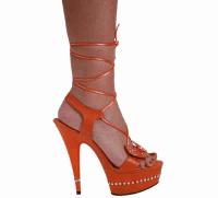 Karo Shoes 3238 - Orange Leather with Swarovski Rhinestones
