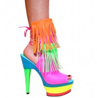 Karo Shoes 3355 - Neon Multi Color Leather with Lace up Back