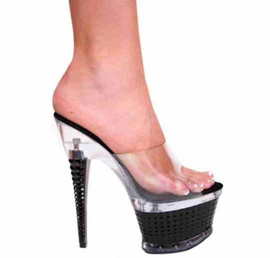 black and clear platform heels