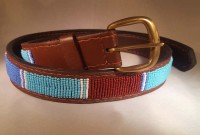 Kenya Belt Brown with Blue and Brown Beads - Size 35
