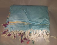 Kenyan Kikoy Light Blue with Yellow and White Stripes
