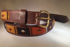 Kenya Belt Brown with Orange Black and Red Beads - Size 35