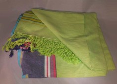 Kenyan Kikoy Light Green with Red White Blue and Black Stripes