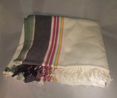 Kenyan Kikoy White with Green Yellow Red and Black Stripes