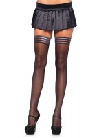Spandex Sheer Thigh Highs With Striped Silicone Stay Up Top