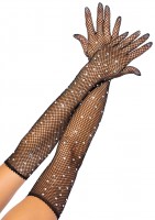 2038 Rhinestone Fishnet Opera Length Gloves