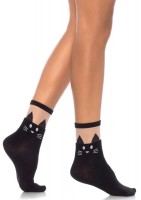 Black Cat Opaque Anklet With Sheer Top