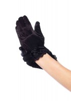 Lace Trimmed Satin Gloves With Bow Accent