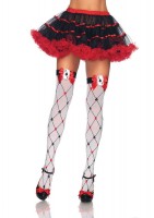 6214 Woven Diamond Card Suit Thighs High With Bow And Card Charm