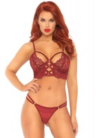 81577 2 Pc Lace Bralette With Cage Strap O Ring Bodice Detail And Matching Dual 