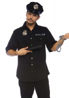4 Piece Mens Police Shirts , Hand Cuff, Hats And Baton