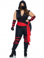 85087X 4 Pc Deadly Ninja, Includes Deep V Jumpsuit With Shoulder Guards, Waist S