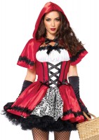 85230 2 Piece Gothic Red Riding Hood, Includes Satin And Brocade Peasant Dress W