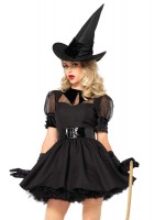 3 Piece Bewitching Witch Dress With Organza Belt Hat