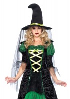 85240 2 Piece Storybook Witch Dress With Tiered Glitter Tulle Hat With Veil