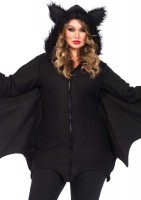 Cozy Bat,dress With Bat Wing Sleeves And Furry Ear Hood