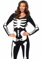 85346 Spandex Printed Glow In The Dark Skeleton Catsuit