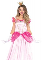 2 Piece Classic Pink Princess Long Satin Gown And Crown Headband