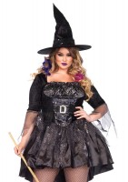 2 Piece Black Magic Mistress High/low Dress Attached Belt Hat