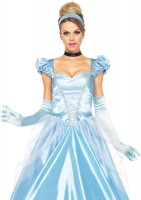 3 Piece Classic Cinderella Long Satin Ball Gown Choker Headband