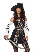 85563 4 Piece Black Sea Buccaneer, Dress, Sleeves With Wrap, Belt, Hat
