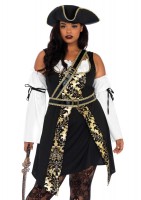 85563X 4 Piece Black Sea Buccaneer, Dress With Gold Brocade Trim, Sleeves, Cross