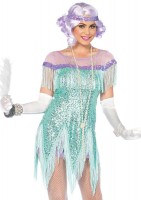 85568 2 Piece Roaring 20s Trixie, Sequin Dress With Zig Zag Fring, Sequin Headba