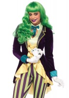 85589 2 Piece Wicked Trickster, High Low Jacket With Bow Tie, Striped Leggings