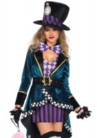 85592 5 Piece Delightful Hatter, Tank Dress, Velvet Jacket, Belt, Bow Tie, Hat