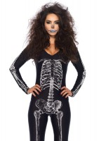85602 X Ray Skeleton Catsuit With Zipper Back