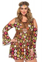 85610X 2 Piece Starflower Hippie, Cold Shoulder Floral Fringe Dress, Flower Head