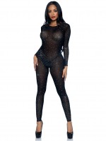 85636 Sheer Rhinestone Catsuit