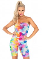 86121 Rainbow Camo Mesh Strapless Romper