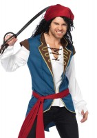 86637 3 Piece Pirate Scoundrel, Lace Up Shirt Vest, Waist Sash, Head Scarf
