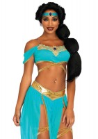 4 Piece Oasis Princess,off The Shoulder Crop Top,split Leg Harem Pants With Buil