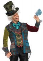 86691 3 Piece Deluxe Mad Hatter, Includes Multi Print Jacket, Neck Tie Dickie An