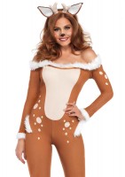 86725 3pc Darling Deer, Includes Fur Trimmed Off The Shoulder Catsuit With Furry
