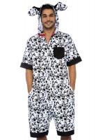 86743 Dalmatian Dog, Features Fur Print Jumpsuit With Pockets, Double Sided Zipp