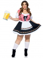 86746X Beer Garden Babe, Features Gingham Peasant Dress With Lace Up Detail And 
